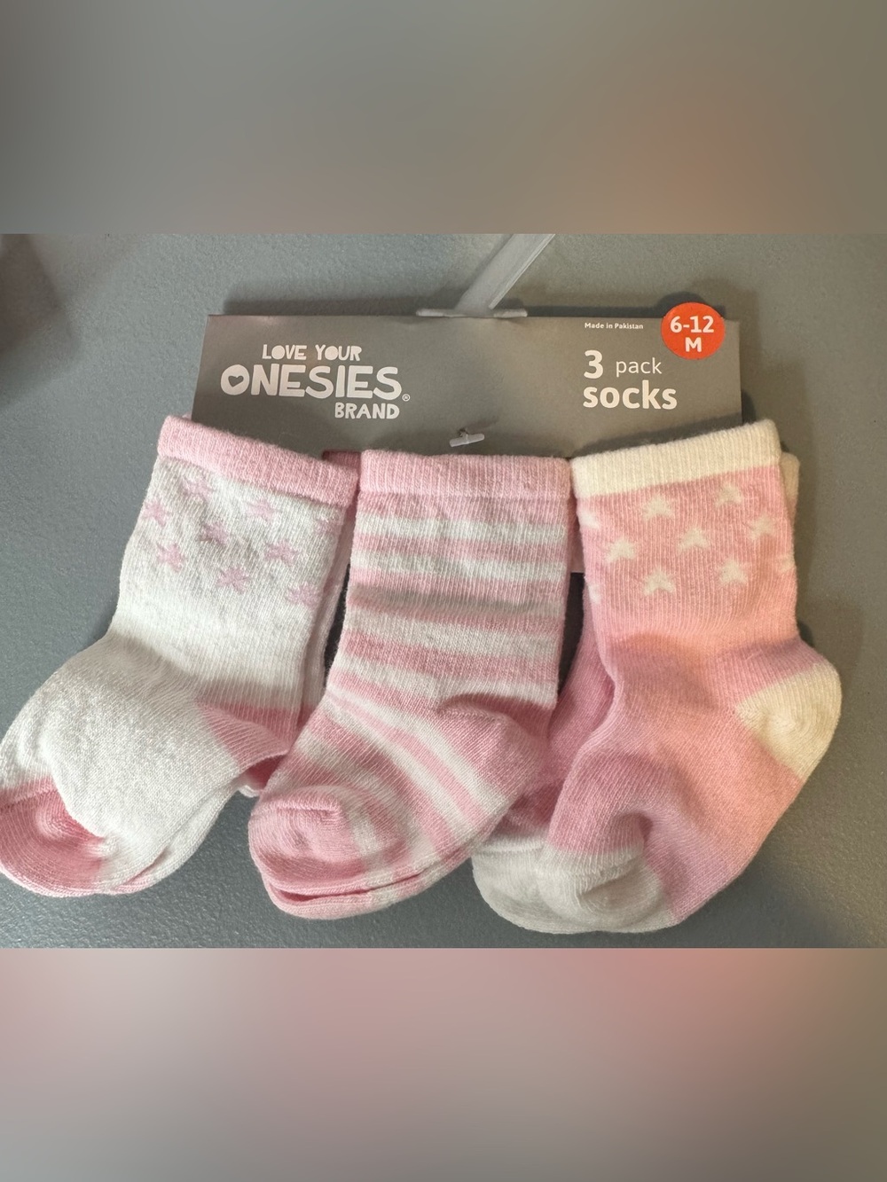 Gerber Pink and White Baby Socks 3-Pack 6-12 months up to 16lbs thick socks comf